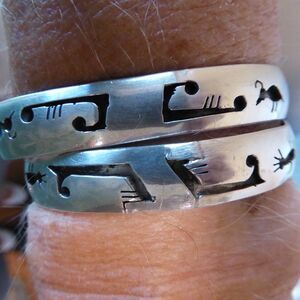 2 VTG Sterling Silver Overlay Style Stamped Cuff Bracelets Total 47.7 Gr Signed